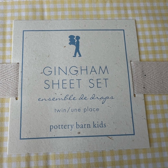 Pottery Barn Kids Other - New Pottery Barn Kids Yellow Gingham Twin Sheet Set